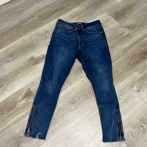 Express high rise raw hem jeans with zipper sides